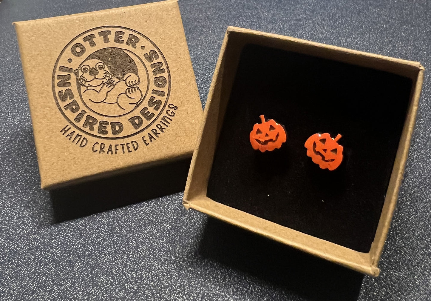 Pumpkin Halloween Earrings Gold Backing