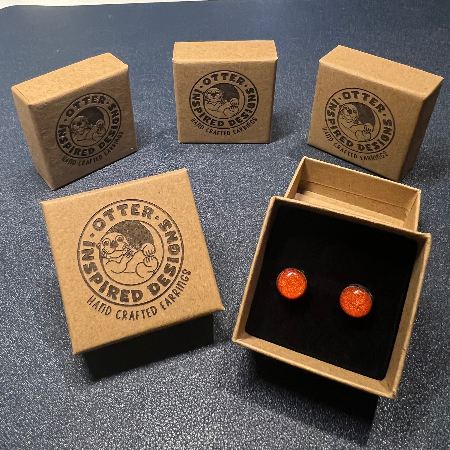 Round Orange Stud Earring