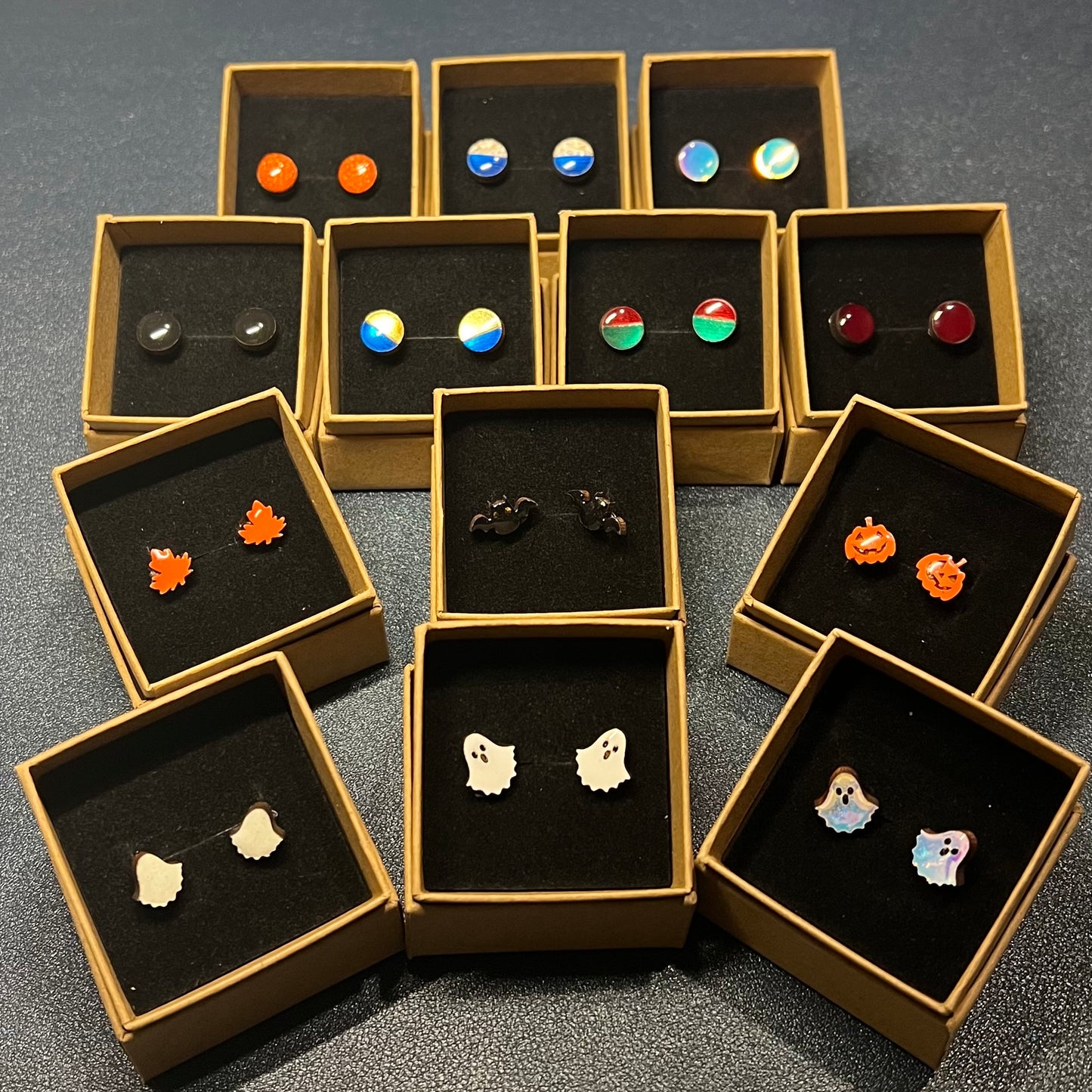 Round Orange Stud Earring