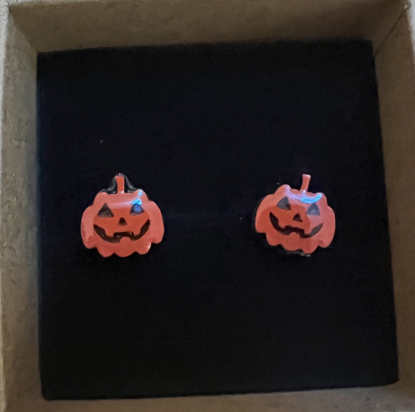 Pumpkin Halloween Earrings Gold Backing