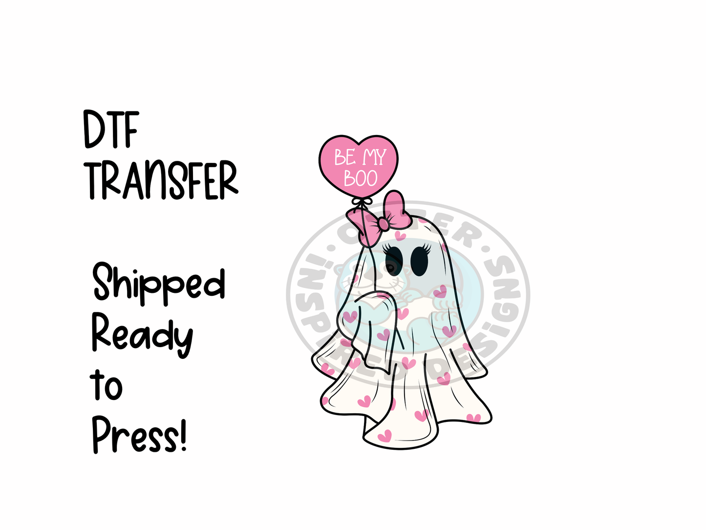 Valentines I LOVE YOU GHOST WITH BOW -High Quality Print