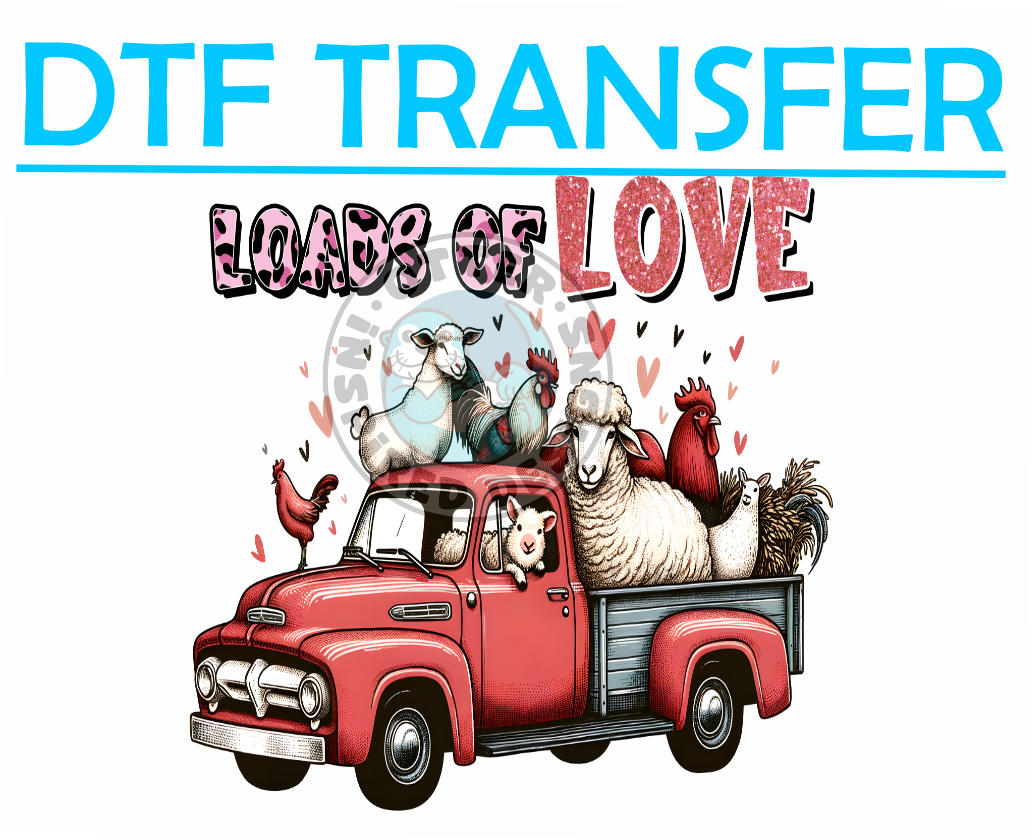 Valentines LOADS OF LOVE RED TRUCK -High Quality Print