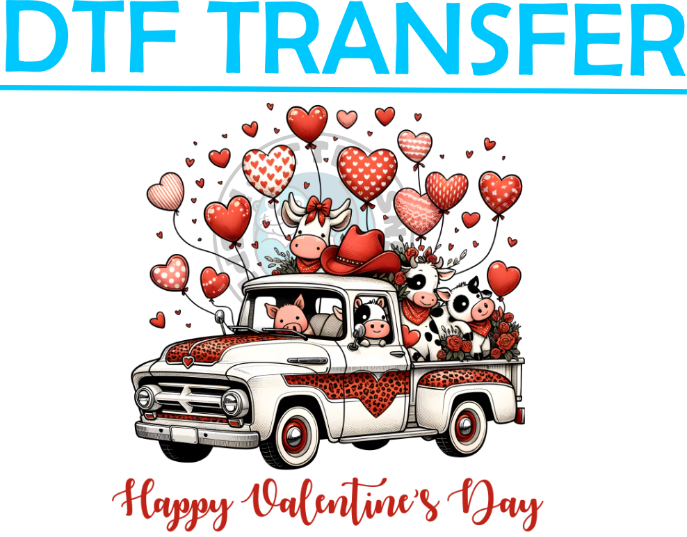 Valentines LOADS OF LOVE WHITE TRUCK-High Quality Print