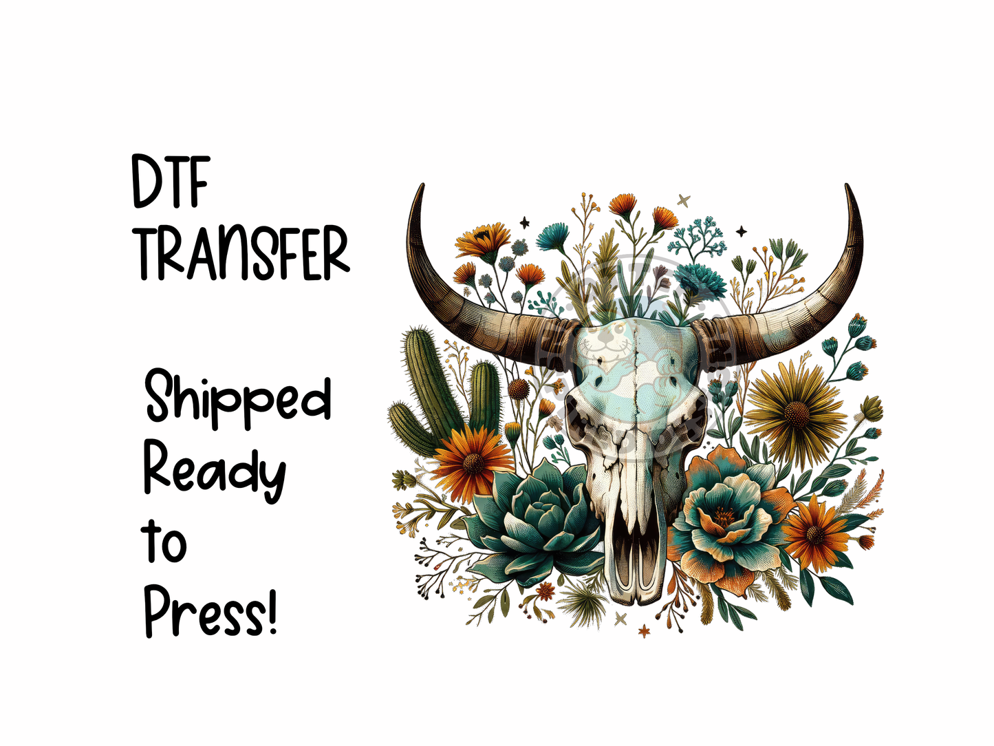 Western Flowers and Skull -High Quality Print