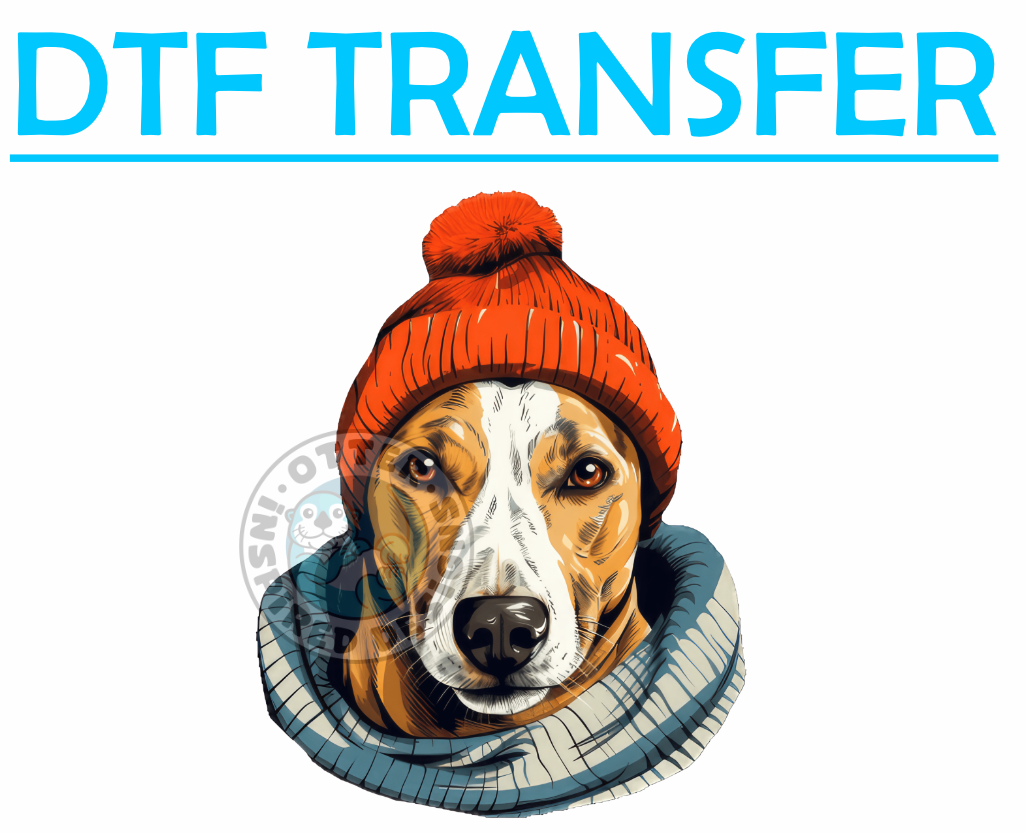 XMAS Bull Terrier Wearing a Scarf and Beanie -High Quality Print