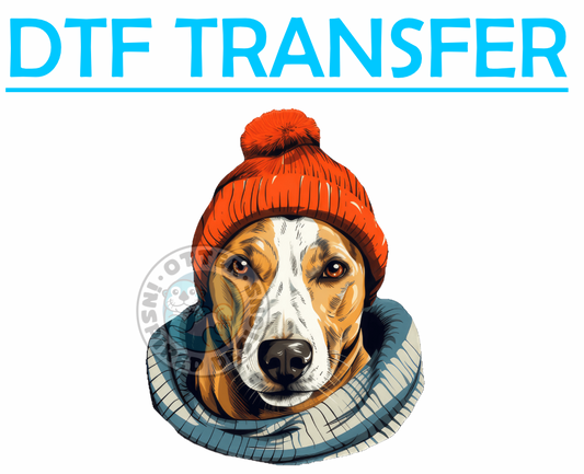 XMAS Bull Terrier Wearing a Scarf and Beanie -High Quality Print