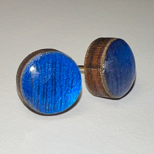 Royal Blue Round Earring  w/ Silver Backing