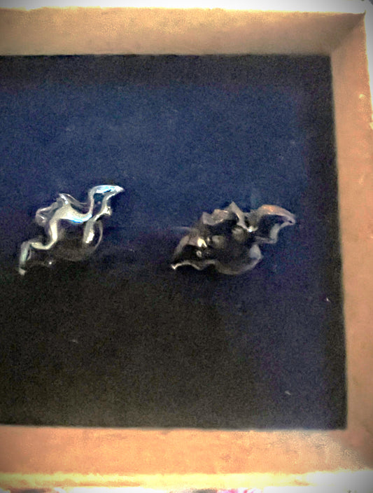 Bat Earrings - Black with Silver Backing