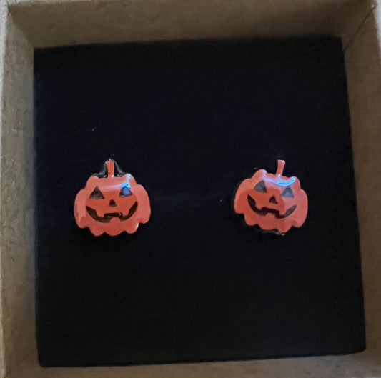 Pumpkin Halloween Earrings Gold Backing