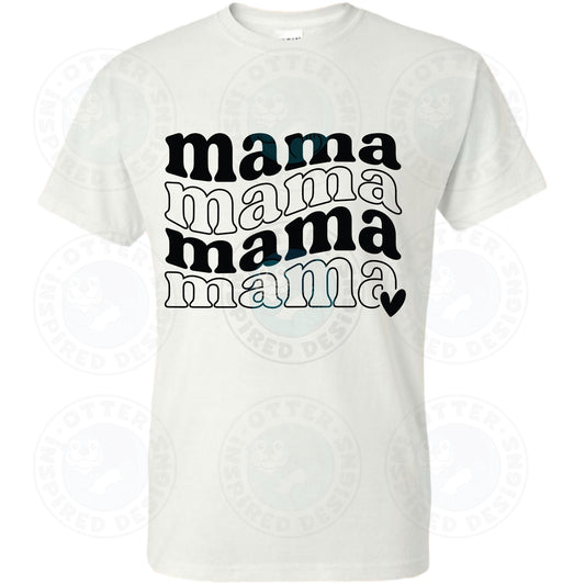 White Short Sleeve Shirt with DTF Design - Mama Mama