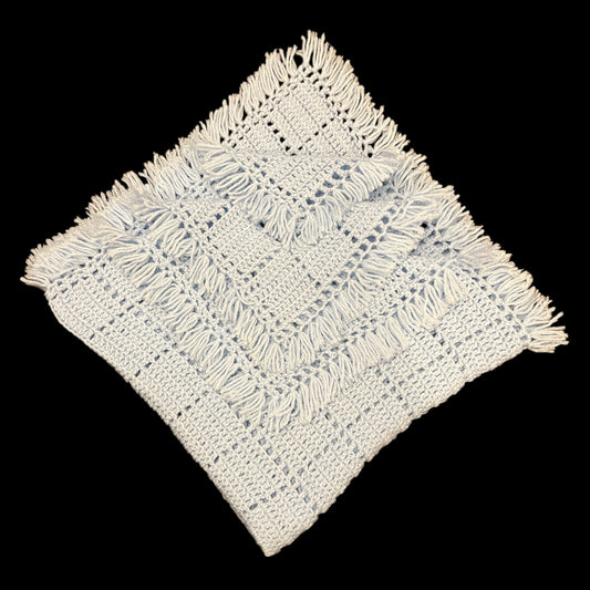 White Crochet Blanket with Ruffles