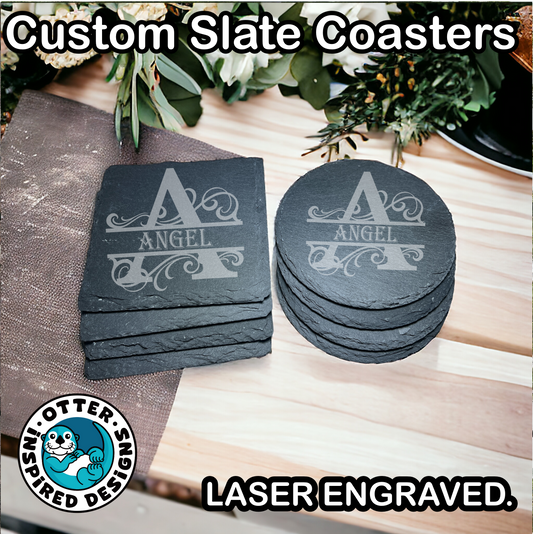 Custom Monogram Name Slate Coasters