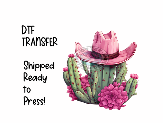 Western Cactus with Pink Hat -High Quality Print