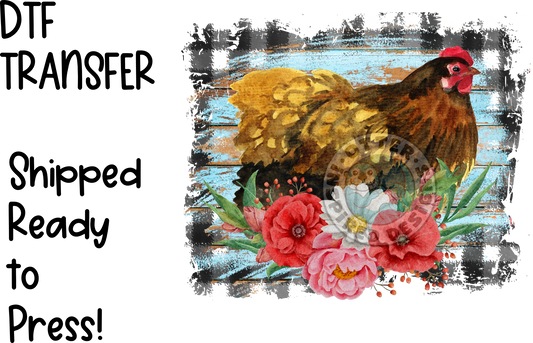 Western Flowers, Chicken -High Quality Print